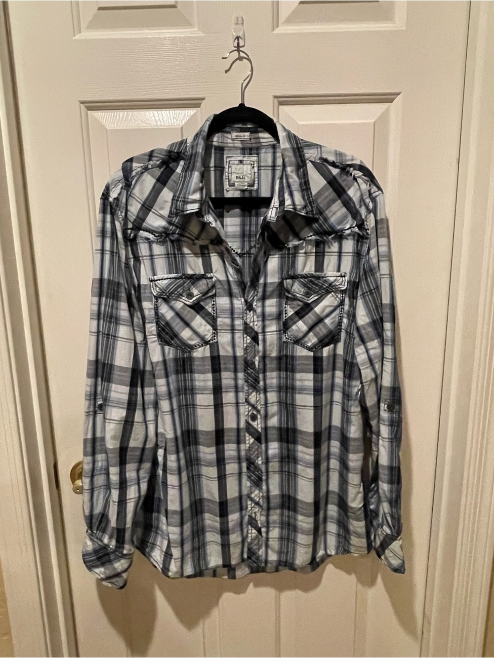 BKE Athletic Fit Plaid Button-Down Shirt | XL